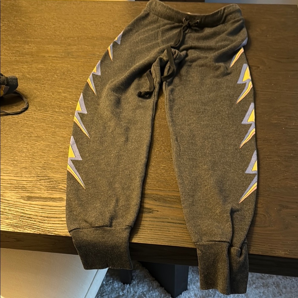 Wildfox Gray Joggers with Lightning Design